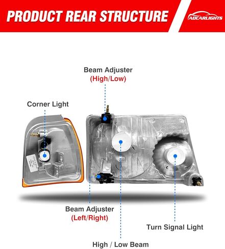 fit 2001-2011 Ford Ranger Headlamp for 01 02 03 04 05 06 07 08 09 10 11 Ranger Headlight Assembly with Clear Lens Chrome Housing Amber Reflector Replacement Driver Passenger Side in Saudi Arabia