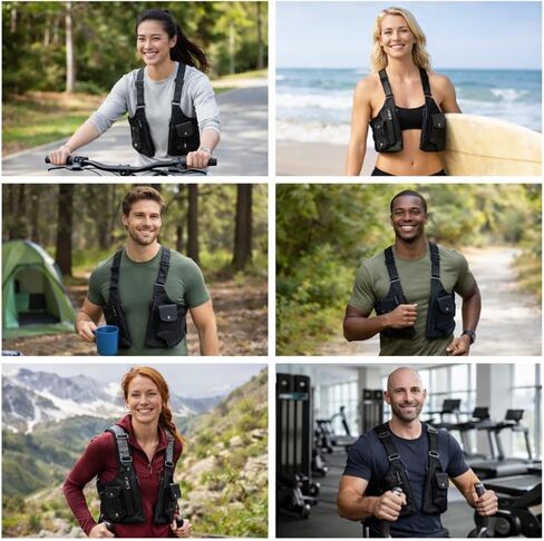 حقيبة جلدية مزدوجة الكتف للإبط للرجال، حافظة تحت الإبط قابلة للتعديل مع جيوب مخفية، حقيبة كروس مضادة للسرقة بدون استخدام اليدين للسفر والعمل والحمل اليومي (أسود) in Kuwait