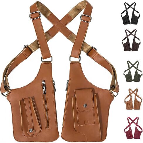 Premium Leather Shoulder Bag, Double Shoulder Armpit Bag for Men, Anti-Theft Hidden Adjustable Shoulder Holster for Men in Saudi Arabia