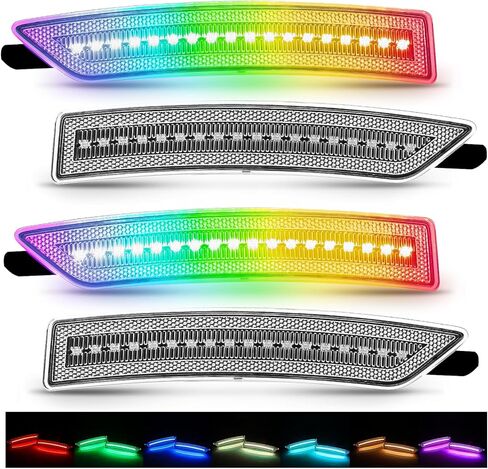 مصابيح تحديد جانبية LED RGB من Bestview متوافقة مع Ford Mustang 2010-2014، عدسات شفافة بإضاءة 16 لونًا، عبوة من 4 قطع in Saudi Arabia