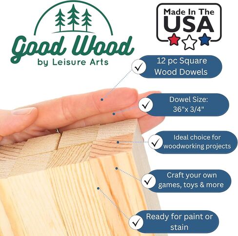 Good Wood by Leisure Arts - Square Dowel, 12"x1/2" Purple 5pc, Pine Wood, Pine Wood Strips, Pine Wood Sticks, Hobby Wood, Wood Pieces for Crafting, Square Dowels in Saudi Arabia