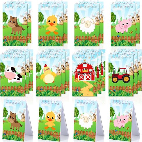 24 Pieces Mini Farm Animal Notepad Farm Party Favors Spiral Notepads Bulk Teacher Classroom Reward Prizes Pinata Gift Bags Suffer Fillers for Girls Boys Birthday Party Baby Shower (Cute Style) in Kuwait
