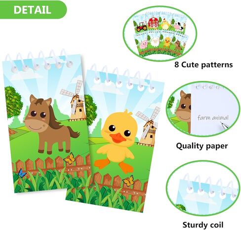 24 Pieces Mini Farm Animal Notepad Farm Party Favors Spiral Notepads Bulk Teacher Classroom Reward Prizes Pinata Gift Bags Suffer Fillers for Girls Boys Birthday Party Baby Shower (Cute Style) in Kuwait