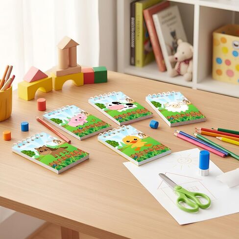 24 Pieces Mini Farm Animal Notepad Farm Party Favors Spiral Notepads Bulk Teacher Classroom Reward Prizes Pinata Gift Bags Suffer Fillers for Girls Boys Birthday Party Baby Shower (Cute Style) in Kuwait
