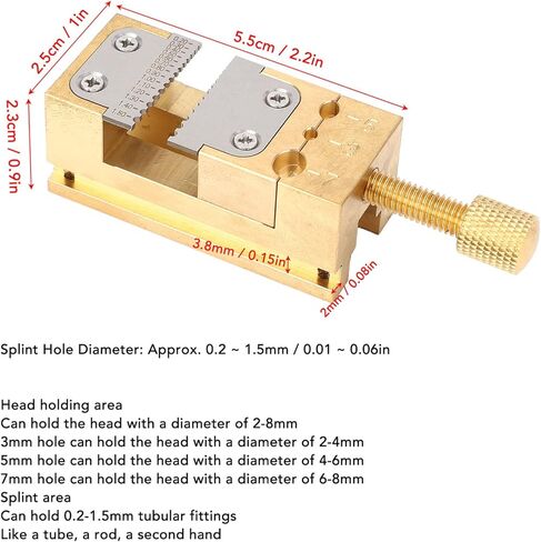 Watch Repair Vise Clamp for Jewelers - Pointer Tube and Wheel Holder Tool, 0.2-1.5mm Hole Diameter, Copper Construction for Home Watches Maintenance in Saudi Arabia