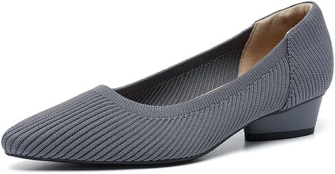 Women's Low Chunky Heel Shoes Knit Ladies Low Block Dressy Comfortable Classic Office Closed Toe Pumps in Saudi Arabia