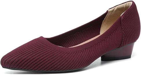 Women's Low Chunky Heel Shoes Knit Ladies Low Block Dressy Comfortable Classic Office Closed Toe Pumps in Saudi Arabia