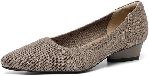 Women's Low Chunky Heel Shoes Knit Ladies Low Block Dressy Comfortable Classic Office Closed Toe Pumps in Saudi Arabia