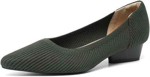 Women's Low Chunky Heel Shoes Knit Ladies Low Block Dressy Comfortable Classic Office Closed Toe Pumps in Saudi Arabia