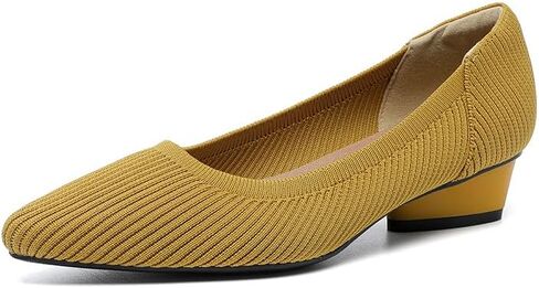 Women's Low Chunky Heel Shoes Knit Ladies Low Block Dressy Comfortable Classic Office Closed Toe Pumps in Saudi Arabia