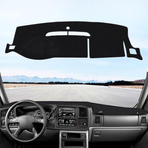 حصيرة غطاء لوحة القيادة، سجادة مخملية فاخرة لسيارة 2007-2014 Chevy Tahoe Suburban GMC Yukon XL، 2007-2013 Silverado Sierra Avalanche، ملحقات حماية من الشمس (أسود، Y24) in Kuwait