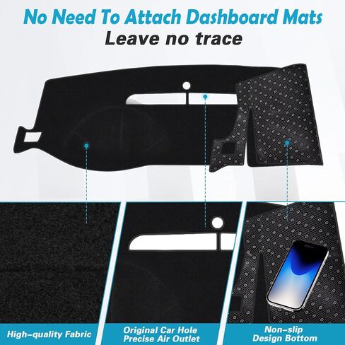 حصيرة غطاء لوحة القيادة، سجادة مخملية فاخرة لسيارة 2007-2014 Chevy Tahoe Suburban GMC Yukon XL، 2007-2013 Silverado Sierra Avalanche، ملحقات حماية من الشمس (أسود، Y24) in Kuwait