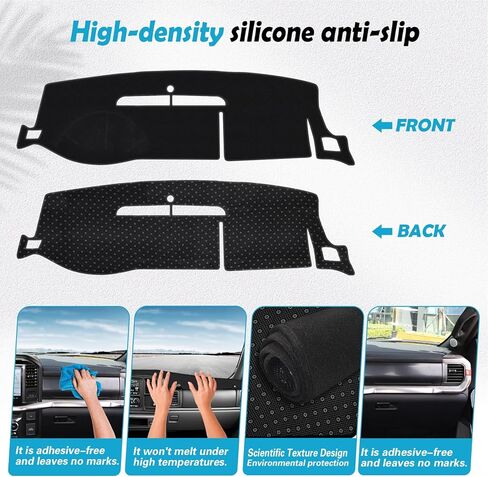 حصيرة غطاء لوحة القيادة، سجادة مخملية فاخرة لسيارة 2007-2014 Chevy Tahoe Suburban GMC Yukon XL، 2007-2013 Silverado Sierra Avalanche، ملحقات حماية من الشمس (أسود، Y24) in Kuwait