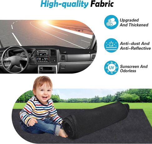 حصيرة غطاء لوحة القيادة، سجادة مخملية فاخرة لسيارة 2007-2014 Chevy Tahoe Suburban GMC Yukon XL، 2007-2013 Silverado Sierra Avalanche، ملحقات حماية من الشمس (أسود، Y24) in Kuwait