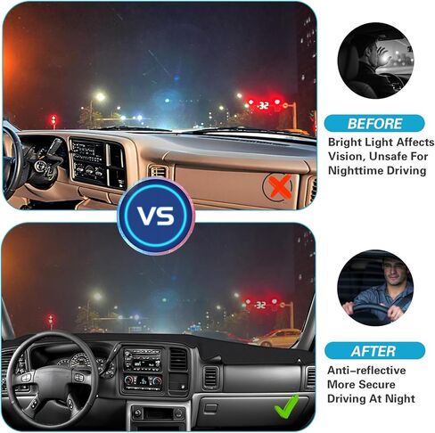 حصيرة غطاء لوحة القيادة، سجادة مخملية فاخرة لسيارة 2007-2014 Chevy Tahoe Suburban GMC Yukon XL، 2007-2013 Silverado Sierra Avalanche، ملحقات حماية من الشمس (أسود، Y24) in Kuwait