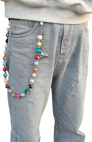 Colorful Beaded Wallet Pants Chains for Men Women, Single Layer Jeans Waist Poket Chain in Saudi Arabia