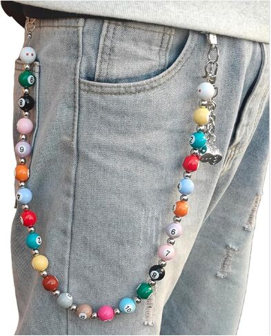 Colorful Beaded Wallet Pants Chains for Men Women, Single Layer Jeans Waist Poket Chain in Saudi Arabia