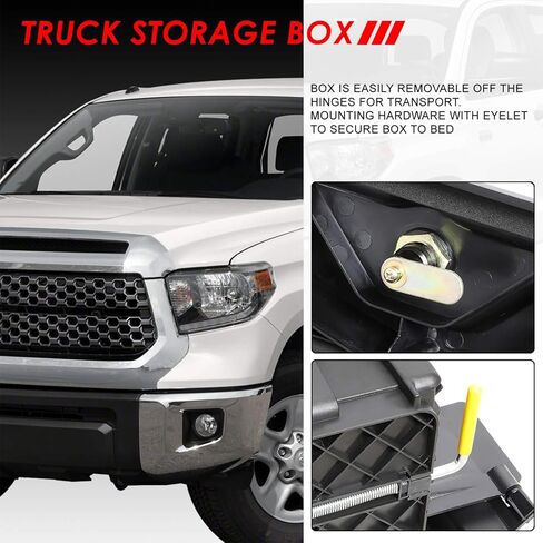 علبة تخزين لسرير الشاحنة من Auto Dynasty، صندوق قابل للقفل لأداة العجلة، متوافق مع Toyota Tundra 07-20، الجانب الأيمن للراكب in Saudi Arabia