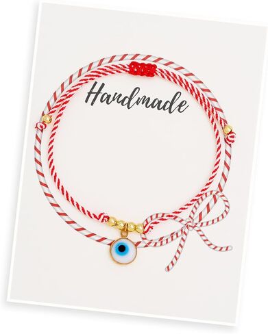 أساور ساحرة على شكل عين الشر للنساء، سوار حماية مصنوع يدويًا من سلسلة حمراء وخرز ذهبي قابل للتعديل سوار الصداقة هدايا مجوهرات العطلات. in Kuwait