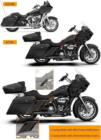 Vivid Black Stretched Tank Covers Extended Gallon Fuel Shrouds Protection&Low-Profile Tank Dash Console&Pop-Up Fuel Tank Cap Compatible with Harley Touring Street Glide,Road Glide,Tri Glide 2009-2023 in Kuwait