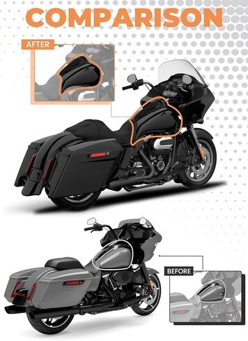 Vivid Black Stretched Tank Covers Extended Gallon Fuel Shrouds Protection&Low-Profile Tank Dash Console&Pop-Up Fuel Tank Cap Compatible with Harley Touring Street Glide,Road Glide,Tri Glide 2009-2023 in Kuwait