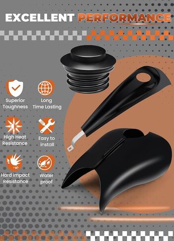 Vivid Black Stretched Tank Covers Extended Gallon Fuel Shrouds Protection&Low-Profile Tank Dash Console&Pop-Up Fuel Tank Cap Compatible with Harley Touring Street Glide,Road Glide,Tri Glide 2009-2023 in Kuwait