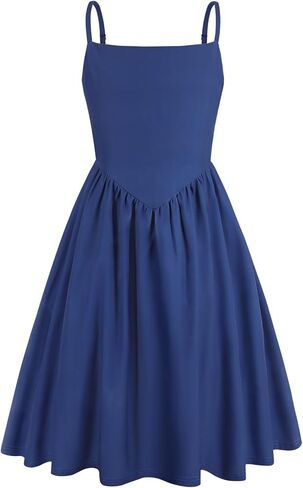 فساتين Eledobby الصيفية للفتيات فستان زهري بحزام سباغيتي على شكل حرف A فستان صيفي كاجوال بدون أكمام لحفلات الشاطئ in Kuwait