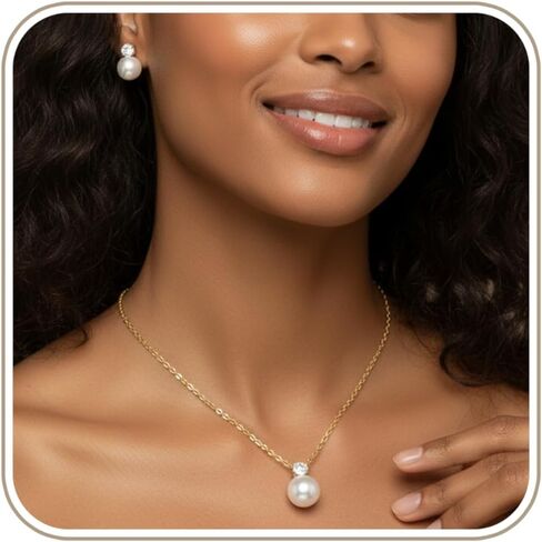 Gold Jewelry Sets for Women, Gold Pearl Dangle Earrings Bracelets Necklaces Set, Women's Jewelry Gifts for Women Wife in Saudi Arabia