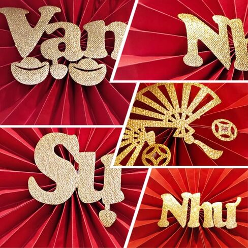 KYMY Vietnamese New Year Red Paper Fans Set, 2026 Tết Nguyên Đán Wall Decorations, Asian Lunar New Year Spring Festival Fan Decor for Party Home Wall Display, Trang Trí Tường Năm Mới Việt NAM in Saudi Arabia