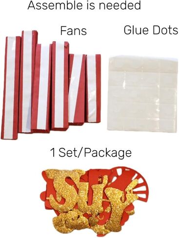 KYMY Vietnamese New Year Red Paper Fans Set, 2026 Tết Nguyên Đán Wall Decorations, Asian Lunar New Year Spring Festival Fan Decor for Party Home Wall Display, Trang Trí Tường Năm Mới Việt NAM in Saudi Arabia