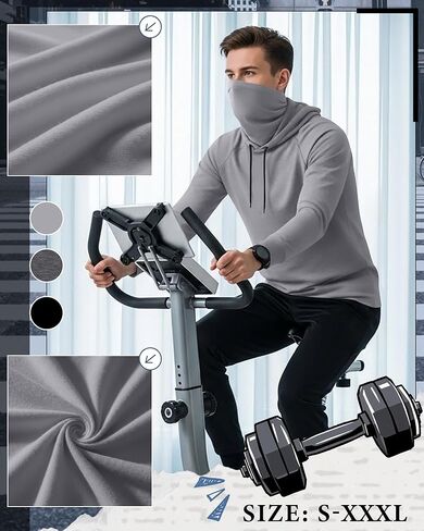 3 Pack Men's Hoodies with Mask Raglan Long Sleeve Sports Tops Compression Hooded Shirts Active Running Tees in Saudi Arabia