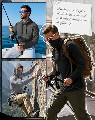 3 Pack Men's Hoodies with Mask Raglan Long Sleeve Sports Tops Compression Hooded Shirts Active Running Tees in Saudi Arabia