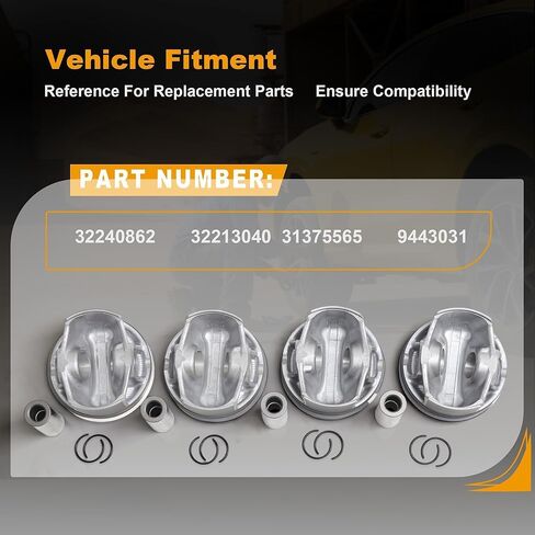 32213692 32213040 31375565 4Pcs Pistons & Piston Rings Set STD 82.0mm 2.0T Compatible with Volvo S60 S90 XC60 XC40 XC90 V40 V60 V90 B4204T 2014-2020 in Kuwait
