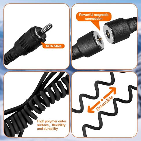 Magnetic Power Cord, Snowmobile Helmet Heated Shield Cord for Heated Most Electric Shields, Helmet, Visor Port in Kuwait