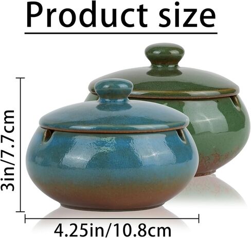 Ceramic Ashtray with Lid, Windproof Cigarette Ashtray for Indoor or Outdoor Use, Portable Decorative Ashtray Holder, Smoking Ash Tray for Decor Home, Desktop, Office, Patio, Parties in Kuwait