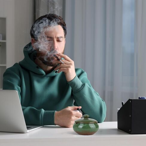 Ceramic Ashtray with Lid, Windproof Cigarette Ashtray for Indoor or Outdoor Use, Portable Decorative Ashtray Holder, Smoking Ash Tray for Decor Home, Desktop, Office, Patio, Parties in Kuwait