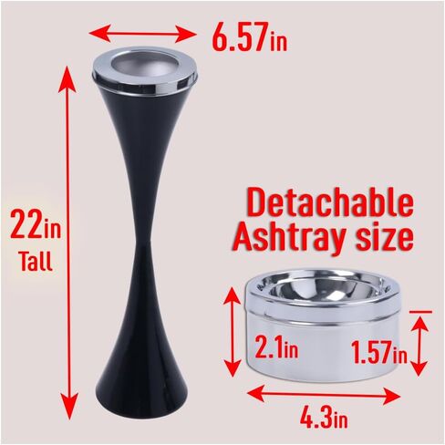 Japard Outdoor Floor Standing Ashtray with Detachable Cigar Containers 23 Inch Tall Smoking Stand for Outside Patio, Indoor Ash Tray CIgarettes Butt Disposal Gift Men Black- Hourglass in Saudi Arabia