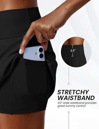 PINSPARK Tennis Skirts for Women 15" High Waist Golf Skort with Pockets Shorts Stretchy Athletic Skirt for Workout Pickleball in Saudi Arabia