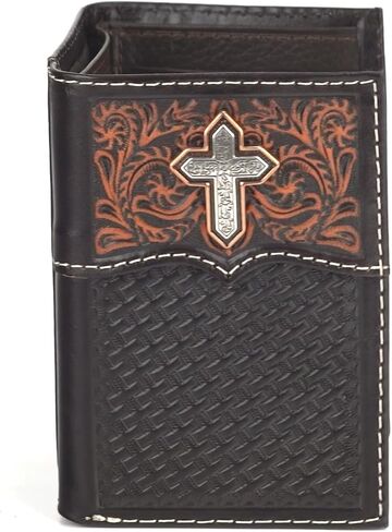 ARIAT Western Wallet Mens Trifold Cross Filigree Medium Brown A3557344 in Saudi Arabia