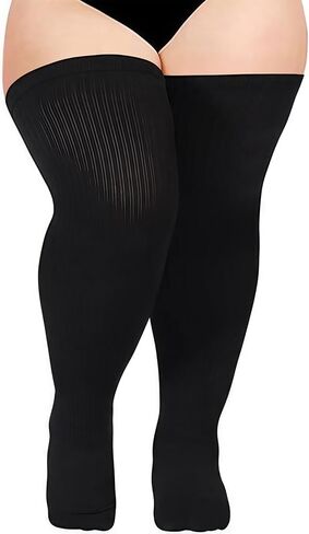 Plus Size Thigh High Socks for Women Extra Long Thick Knit Over The Knee Stockings Thighs Warm Boot Socks Leg Warmers Black in Saudi Arabia