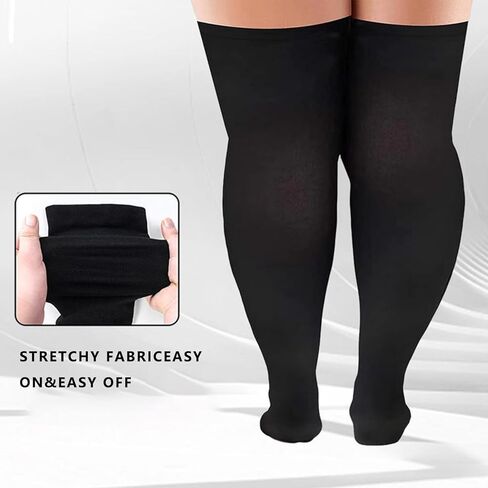 Plus Size Thigh High Socks for Women Extra Long Thick Knit Over The Knee Stockings Thighs Warm Boot Socks Leg Warmers Black in Saudi Arabia