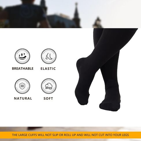 Plus Size Thigh High Socks for Women Extra Long Thick Knit Over The Knee Stockings Thighs Warm Boot Socks Leg Warmers Black in Saudi Arabia