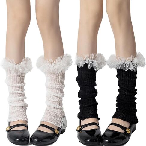 2Pair Harajuku Knitted Leg Warmers Knee High Leg Sleeve Socks Lolita High Socks in Saudi Arabia