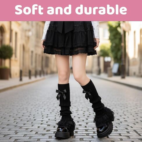 2 Pairs 20inch Lace Leg Warmers, Cute Leg Warmers Y2k, Lolita Accessories, Kawaii Cute Y2k Bow Lace Knee Socks for Lolita in Saudi Arabia