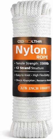 White Nylon Rope 1/8inch 100ft Braided Multi-Purpose Ropes for Outdoor& Indoor Heavy Duty for Camping, Boat, Garden, Clothesline, Marine, Soft & Flexible, High Tensile Strength in Kuwait