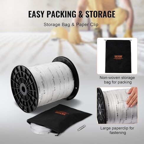 VEVOR Polyester Pull Tape, 1/2" x 1053' Mule Tape Flat Rope, 1250 lbf Tensile Capacity, Printed Webbing Cable Pulling Tape for Packaging, Gardening, Commercial Electrical, Conduit Work, White in Saudi Arabia