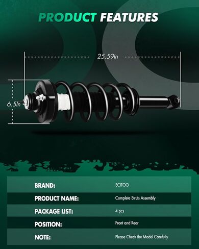SCITOO الجبهة الخلفية كاملة الدعامات الجمعية صالح 2011-2019 ل دودج رحلة تبختر امتصاص الصدمات 172509 172896-4 قطعة in Kuwait
