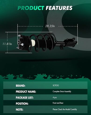 SCITOO الجبهة الخلفية كاملة الدعامات الجمعية صالح 2011-2019 ل دودج رحلة تبختر امتصاص الصدمات 172509 172896-4 قطعة in Kuwait