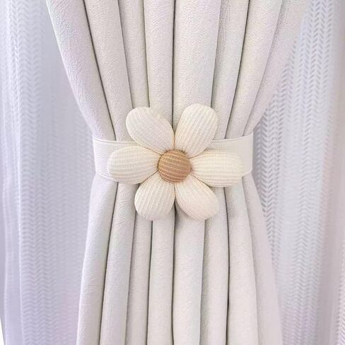 قطعتان من أربطة ستائر الحبال: حبل من الجوت بتصميم زهور، نمط بسيط وأنيق، حوامل ستائر DIY لتزيين الجدران في المنازل أو المكاتب (بيج) in Kuwait