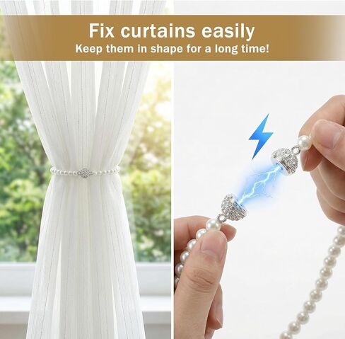 Grevosea 2 Pack Bow Curtain Tiebacks, Magnetic Curtain Tie Backs Elegant Decorative Curtain Holders No Drill Curtain Holdbacks for Living Room Bedroom Bathroom Farmhouse Home Decor in Saudi Arabia